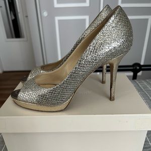 Jimmy Choo Glitter Fabric Champagne EU 40 US 9.5